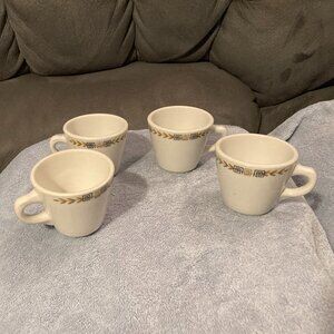 VTG 1950's Shenango China-4 Coffee Mugs-ESQUIRE Pattern w/Greek Key Design-EUC